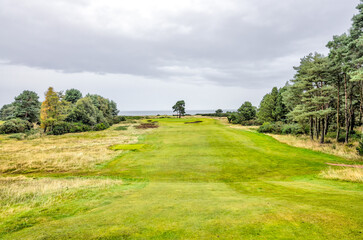 Fototapeta na wymiar Nairn, Scotland - September 24, 2023: Landscape scenery on the Nairn Golf Course 