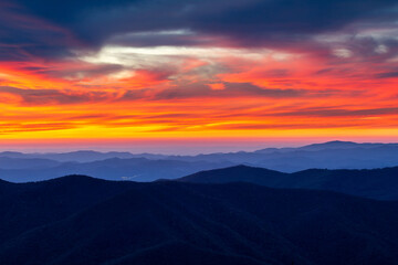 Amazing sky at Sunset on the Blue Ridge mountains