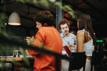 Successful Urban Planning Meeting with Architects and Engineers Discussing Blueprint and Project Development