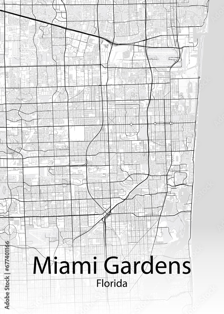 Wall mural miami gardens florida minimalist map