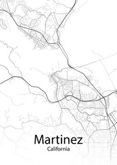 Martinez California minimalist map - obrazy, fototapety, plakaty