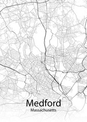 Fototapeta na wymiar Medford Massachusetts minimalist map