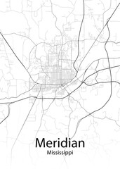 Meridian Mississippi minimalist map