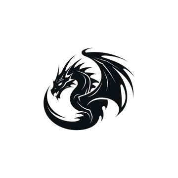 Dragon logo icons. Ancient mythical serpent symbol