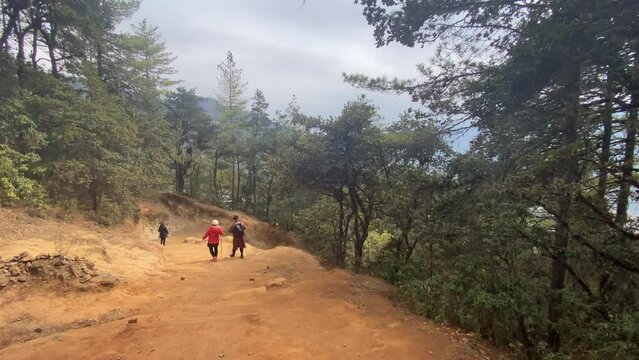 Trekking to Tiger Nest Temple in Paro, Bhutan.