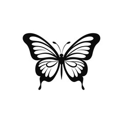 Flying butterflies silhouette black set isolated on transparent background