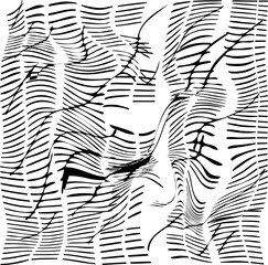 Distorted striped texture with diagonal bold seams