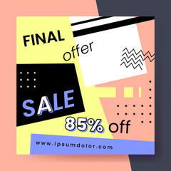Obraz premium Colorful abstract sale banner template design. Final sale special offer up to 85% off. Vector illustration 10 eps