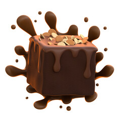 3d icon Chocolate Brownie, 3d illustration, 3d element, 3d rendering.