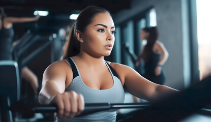 Obraz premium Woman exercising in gym, to lose weight