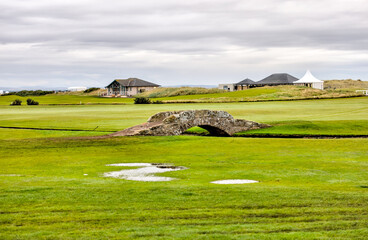 St Andrews, Scotland - September 22, 2023: Early morning views of the Old Course in St Andrews Scotland
