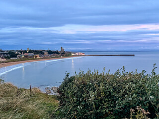 St Andrews, Scotland - September 22, 2023: The rugged shoreline around the region of St Andrews...