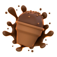 3d icon Chocolate Ice Cream, 3d illustration, 3d element, 3d rendering.