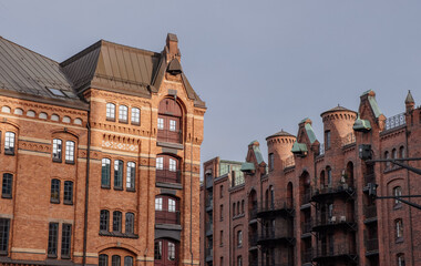 Obraz premium Hamburg, Germany - built between 1883 and 1927, the Hamburg Speicherstadt is the largest warehouse district in the world, and a Unesco World Heritage site