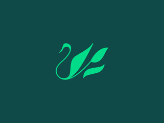 Creative minimalist logo swan leaf nature for your company © ajijaelani24