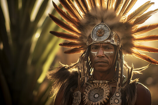 native american man indian tribe portrait bokeh style background