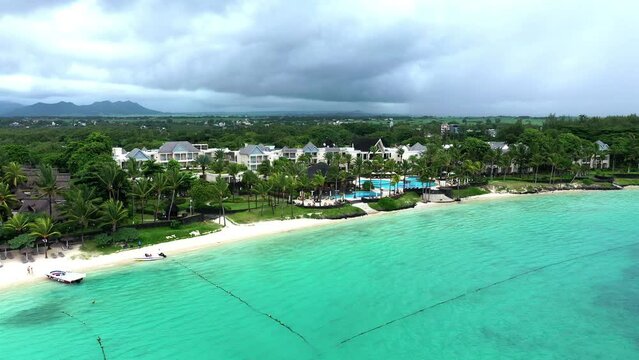 Aerial view, flight at The Residence Mauritius, Belle Mare, Quatre Cocos, Flacq, Mauritius, Africa
