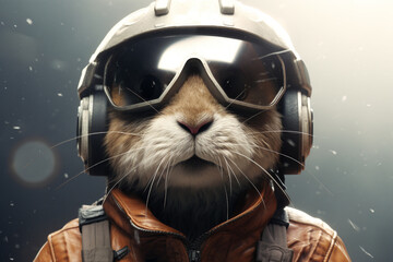 Astronaut Rabbit Hipster Artwork 3D illustration white background