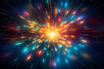 Abstract modern lights color space explosion on black background - obrazy, fototapety, plakaty