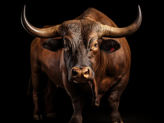 Bull Studio Shot Isolated on Clear White Background, Generative AI