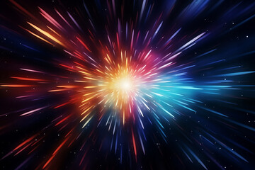 Abstract modern lights color space explosion on black background