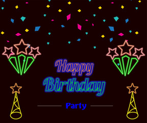 Happy Birthday Neon Text Vector. Happy birthday neon sign, design template, modern trend design, night neon signboard, night bright advertising, light banner. Editing text neon sign. 