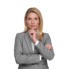 Portrait of confident woman on white background. Lawyer, businesswoman, accountant or manager