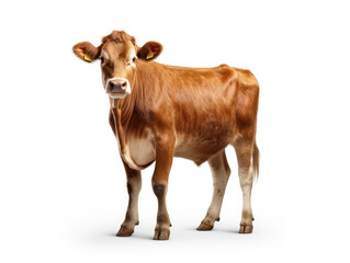 Cow Studio Shot Isolated on Clear White Background, Generative AI