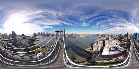 Aerial 360 photo Manhattan Bridge New York from Dumbo Brooklyn