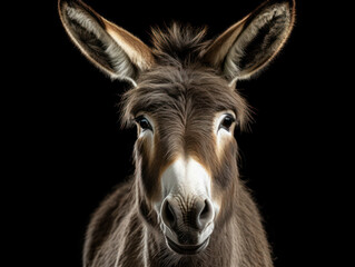 Fototapeta premium Donkey Studio Shot Isolated on Clear Black Background, Generative AI