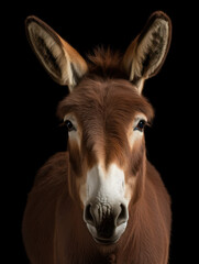 Donkey Studio Shot Isolated on Clear Black Background, Generative AI