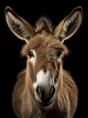 Fototapeta premium Donkey Studio Shot Isolated on Clear Black Background, Generative AI