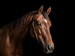 Obraz na płótnie Canvas Horse Studio Shot Isolated on Clear Black Background, Generative AI