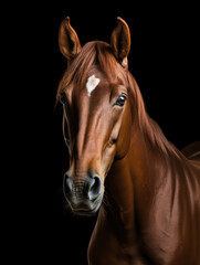 Obraz premium Horse Studio Shot Isolated on Clear Black Background, Generative AI