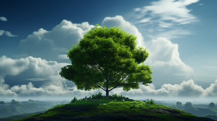 tree in the clouds HD 8K wallpaper Stock Photographic Image