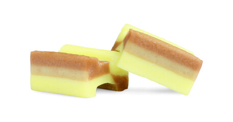 Tasty colorful bubble gums isolated on white