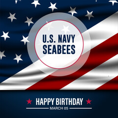 Fototapeta na wymiar Happy Birthday US Navy Seabees March 05 Background Vector Illustration 