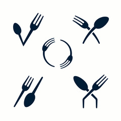 Spoon and fork icon logo vector design