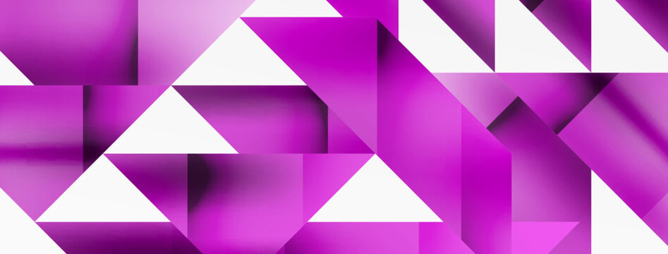 Vivid abstraction unfolds. Triangles in seamless harmony, composing dynamic geometric backdrop. Interplay of angles and hues forms captivating tapestry, evoking modernity and artistic allure