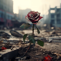 A rose in the middle of a war city