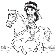 Fototapeta premium cute Indian riding a horse.