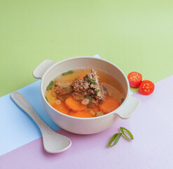 healthy baby food, composition of baby porridge, salmon, eel, chicken, beef and vegetables tomatoes, carrots, chayote