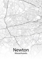 Newton Massachusetts minimalist map