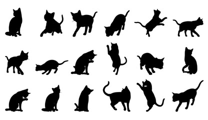 A collection of various cat icon shapes. Fillable and fully scalable.