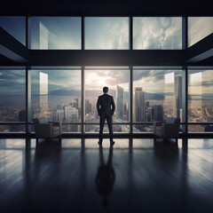 Fototapeta na wymiar Businessman standing in office room, business cooperation concepts