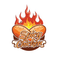 spicy fried chicken logo template