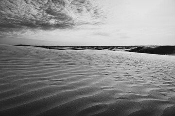 Close up on the curves of sand hills in Ba Dan Ji Lin desert of Inner Mongolia