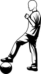 a vector illustration of a boy playing football.