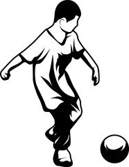 a vector illustration of a boy playing football.