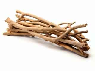 Stack of Dry branches isolated on white background